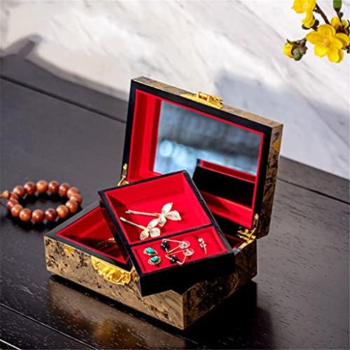 WODMB Накит-Кутија За Складирање Кинески Стил Гроздобер Со Заклучување Свадба-Подарок Дома Декорација Организатор Складирање