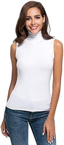 Lcepcy тенок вграден врвови со резервоарот со висок врат за жени трендовски цврсти маици без ракави, летни летни блузи кошули резервоари
