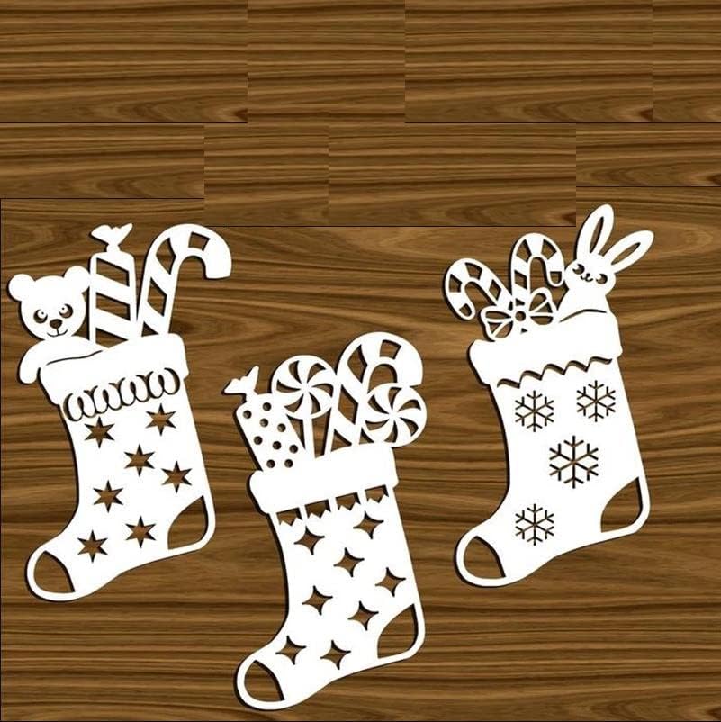 3 парчиња/постави Божиќни чорапи метални умирања, божиќни подароци чорапи метални сечење умираат исечени матрици картички занаетчиски
