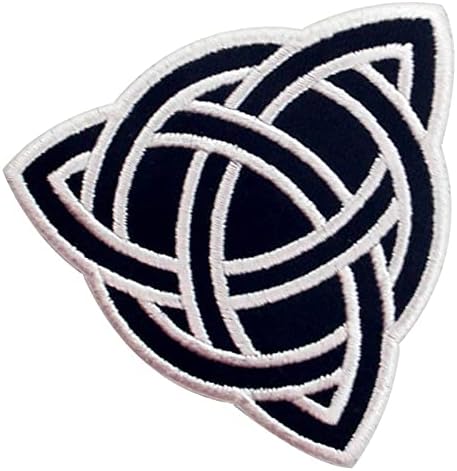 Трикетра келтска симбологија лепенка везена апликација железо на шиење на амблем, бело и црно