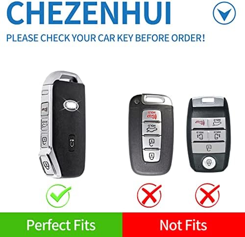 Chezenhui компатибилен со Kia Key Fob Cover со кожна лента, заштита од лушпа од клуч за автомобили за Kia Cerato Ceed Forte Niro