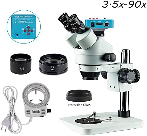 Микроскоп адаптер микроскоп фотоапарат целосен сет на симул фокусен 3.5x-90x Тринокуларен стерео микроскоп 38MP I_MX307 HDMI VGA камера