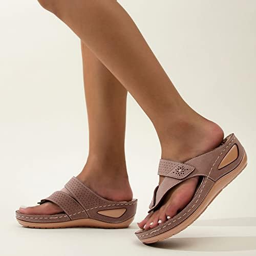 Римски сандали на женски римски чевли во Гуангуан со ортопедска танга со ниска потпетица Атлетик сандала на отворено, папучи за одење на отворено