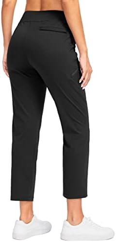 Santенски панталони за голф со 3 џебови од патенти 7/8 се протегаат со високи панталони на глуждот за жени за жени кои патуваат