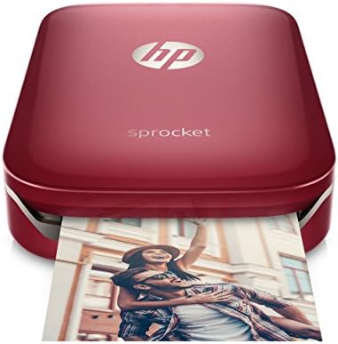 Преносен печатач за фотографии со HP Sprocket, печатете фотографии на социјални медиуми на 2x3 Леплива хартија поддржана - црвена
