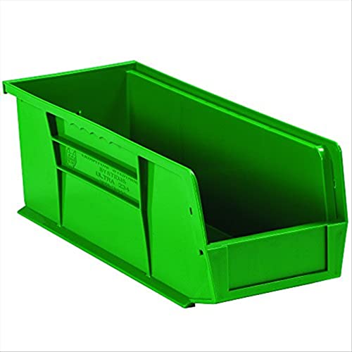 Пластични магацини со пластични магацини/висечки контејнери за складирање, 14-3/4 x 5-1/2 x 5 инчи, зелена, пакет од 12, за организирање домови,