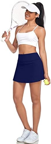 UEУ женски плетени тениски здолништа со високи половини со половини, атлетски голф, здолништа со шорцеви џебови
