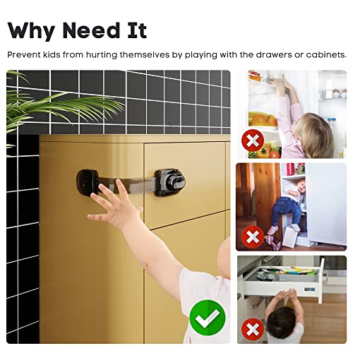 Брави за безбедност на деца Eudemon 3 пакет, брави со каиш за деца, за фиоки, фрижидери, тоалети, шкафови, печки, ормани, мулти користени брави