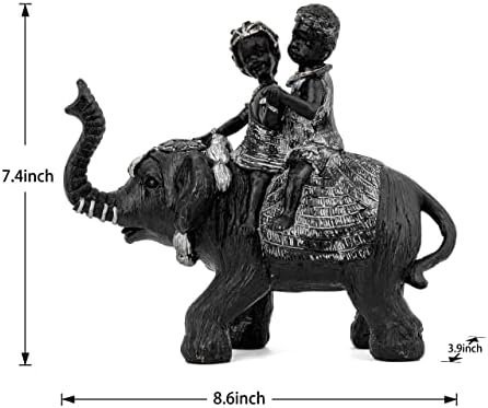 Статуи на слонови на Лекнунг за акценти на украси за домови, декор на слонови за полици, фигурини на слонови со багажникот за