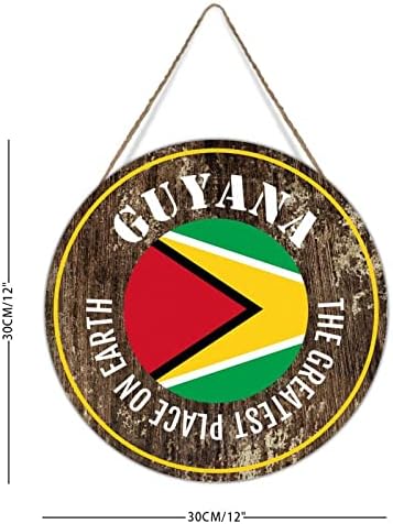 Гвајана со знаме на врата, потпишете ги најголемите места на Земјата Гвајана фарма куќа знак Плакета земја сувенир патување подарок дрвен wallиден