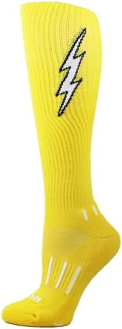 Млади чорапи млади жолти со црно колено високи фудбалски чорапи со завртки