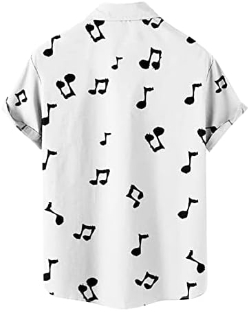 Менс-случајно копче надолу со кошули со кратки ракави летни плажа ретро-ретро-џез музика печати хавајски боречки кошула
