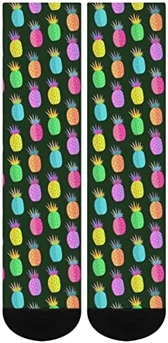 Луда шема на ананас печатено печатено чорапи за појавување на бои Атлетски колена високи чорапи за жени мажи