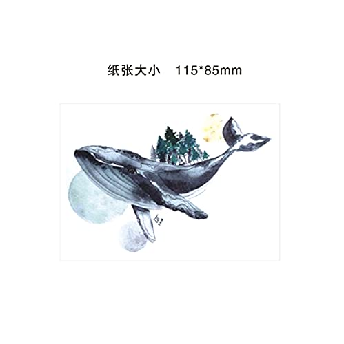 5 компјутери оригинални налепници за тетоважа со кит Сонце шума голема риба водоотпорна цветна рака Корејски налепници