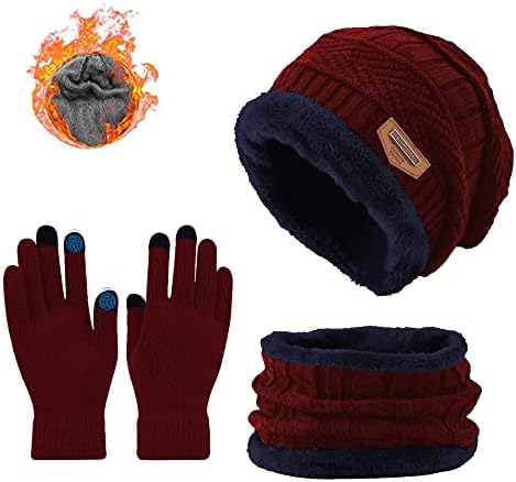 Uttpll зимска топла шамија плете череп капаче гравчиња капа на допир на допир на допир на допир на допир на вратот на вратот Поставен за возрасни