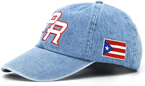 Порто Рико ПР знамето ХАТ тато извезена капа безбол криви неструктурирана сметка