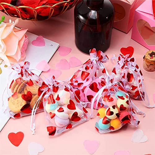 50 парчиња Денот на вineубените торби за бонбони за срце