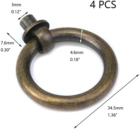 Crapyt цврста бакарна рачка врата нокаут пад 4 парчиња бронза за врата, гардероба, дијаметар на фиоки: 34,5мм/1,36 Антички круг
