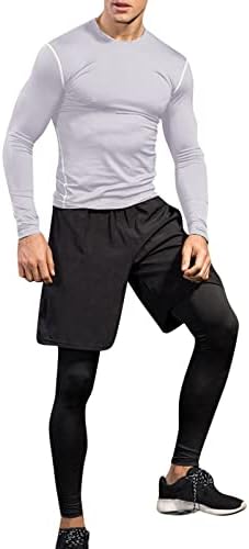 Сушење еластична долга долга костум o машки врат спортски ракав фитнес панталони обични брзи мажи костуми и класични костуми бело