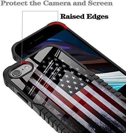 Iphone SE 2020 Случај За Момчиња, Црно Американско Знаме Ретро Дизајн На Старо Американско Знаме Отпорен На Удари Против Гребење Капка Мек