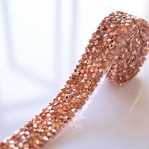 Ironелезо на розово злато Rhinestone, брадавици, пенлива лента за лента за свадби за свадба, DIY Garters 5 јарди
