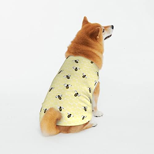 Памучни кошули за миленичиња пчели-хоникомб-кученца костуми кучиња мачки пижами меки кучиња