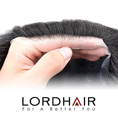 Lordhair Toupee За Мажи со Човечка Коса, 0,08 мм Природни Парчиња Коса На Кожата Замена За Мажи Основна Големина 8х10 инчен Машки Систем