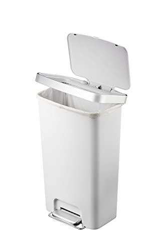 Keavy 11.9 галон за отпадоци, пластичен чекор на конзерва за отпадоци во кујната, бело