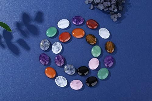 Laidanla Rose Quartz Creded Stone Crystal Chips најголемиот дел од 100g и 5 парчиња лековити кристали палм камен сет реики кристали вазни