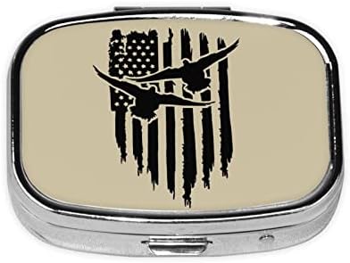 Американско знаме патка плоштад мини пилула кутија Пријателска преносна компактна таблета со огледало со огледало