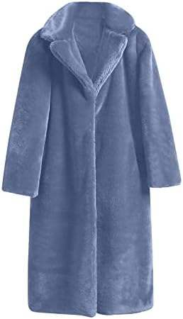 Faux крзно палто за жени отворени предни кардиган Шерпа зимски палта руно нејасни топли јакни цврста модна лаптолна облека