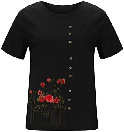 Дами средновековна камизола роза цветна блуза камиола кошули кратки ракави на лактот екипаж на вратот на вратот случајна камизола БР