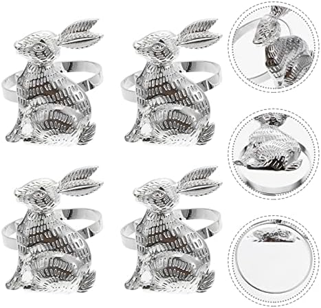 Bestoyard свадба декор 4 парчиња Велигденски зајаче -салфетки прстени за зајаци од салфетка прстени со тематски прстени за салфетка