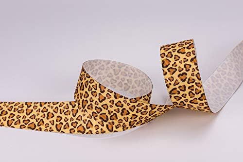 Атрибонс 25 јарди 1 инч широк прекрасен леопард печатен печатен грбник за ленти за коса за занаети и завиткување на подароци