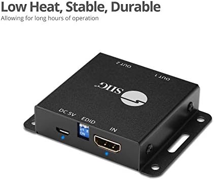 Siig 1x2 порта HDMI 2.0 Splitter 4K 60Hz HDR Компактен USB напоен автоматски скалинг HDMI Splitter - HDMI 2.0A HDCP 2.2, 18Gbps, YUV