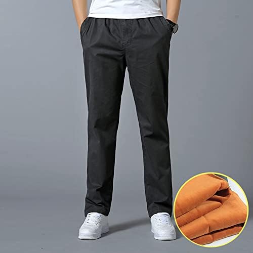 Менс мода обичен лабав памук плус големина џеб чипка нагоре опремена за да ги задржи топлите панталони во целост панталони на отворено