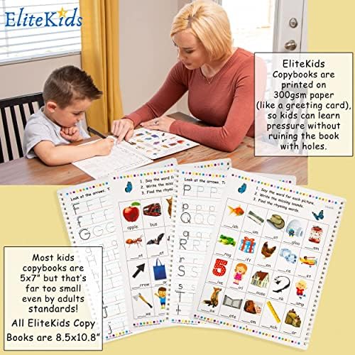 Elitekids Голема магија практика копирање за деца. Книга за пронаоѓање на азбука за азбука, книга за азбуки, книга за фоника и ракопис