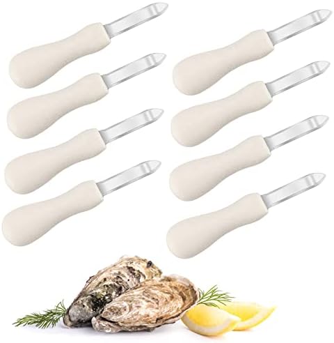 Нож нож за острици од остриги, 8 пакувања остриги нож Шекер Поставете остриги од школка со школки, алатки за морска храна со морска храна, алатки за морска храна