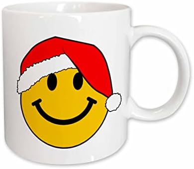 3дорозно жолто насмеано лице со црвена капа на Дедо Мраз - Среќен Божиќ среќен ... - чаши