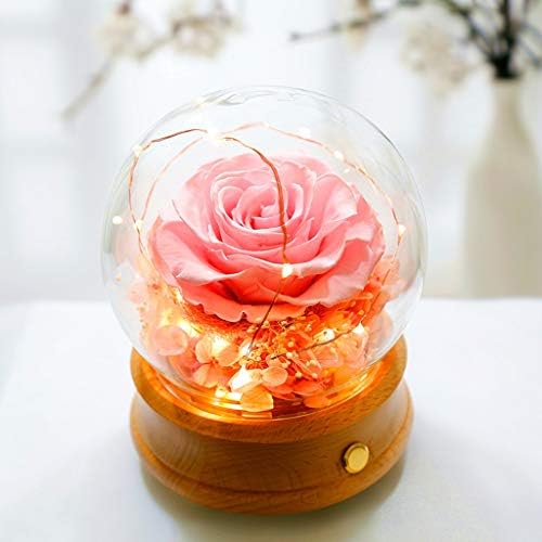 N/A Rose Eternal Flower Glass Glass Cover Подарок кутија Кристална топка музичка кутија Bluetooth звучник роденденски подароци девојки Божиќ