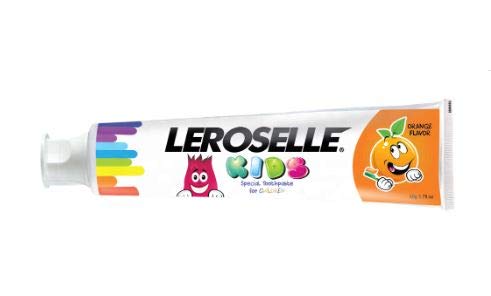 Mg Leroselle Kid Paid Passe Pator портокалова 50G -1 -ви иновативна паста за заби од леросели деликатно за деца што помага да се избелат