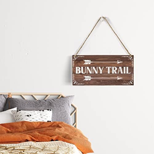 Фарма куќа Велигденско зајаче дрвен знак wallид декор рустикален зајаче патека дрвена плакета висечка знак декорација за домашна