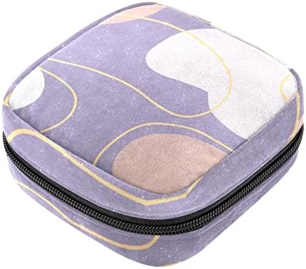 Оријукан санитарна торба за складирање на салфетки, торба за преносен период за жени, чаша торбичка за менструална чаша, пурпурни апстрактни