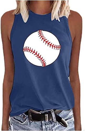 Lcepcy женски резервоар без ракави врвови лето слатко бејзбол печатено врвно лежење на атлетски маички со атлетски маички