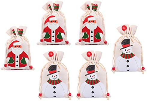 Вреќи За Подароци од кабилок 6 парчиња Божиќни Торби За Подароци Со Врвки Божиќни Торби За Подароци Торби За Подароци За Божиќни Бури