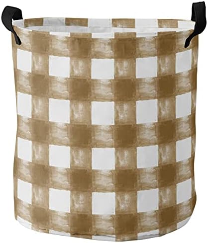 Канти за складирање на алишта со рачки, кафеав градиент акварел Бафало провери кариран ретро американски стил водоотпорен водоотпорна