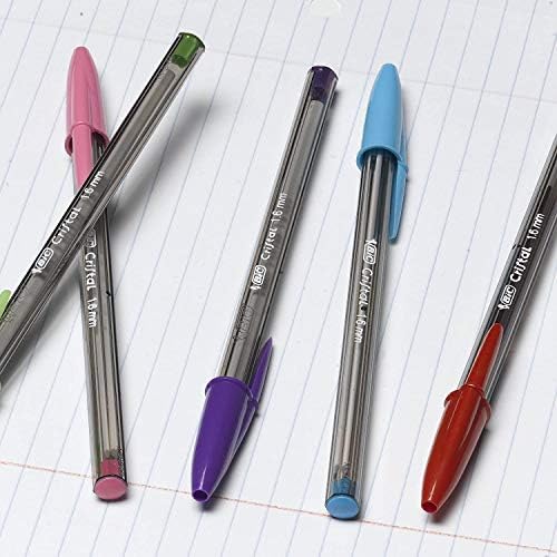Bic Cristal Xtra Bold Fashion Ballpoint, 48 пакет, нови разновидни бои, средна точка 1.6мм одлични пенкала за боја за земање белешки, училишни