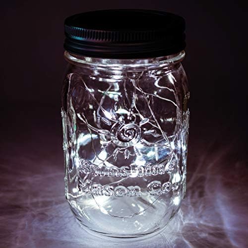 Sunshine Mason Co. Co. Solar Mason Jar Fairy Fairefly String Lights Редовно капаче за уста кул бело 20 LED's