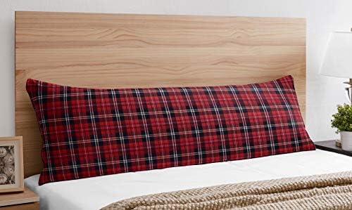Црвена и црна шумска карирана фланела фланелна перница за тело за куќиште за рустикална палета колекција од слатки дизајни на ojојо