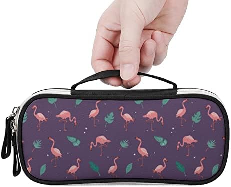 Flamingos на смешноста и тропските лисја молив кутија симпатична торбичка торбичка торба за шминка тота торба Организатор со двоен